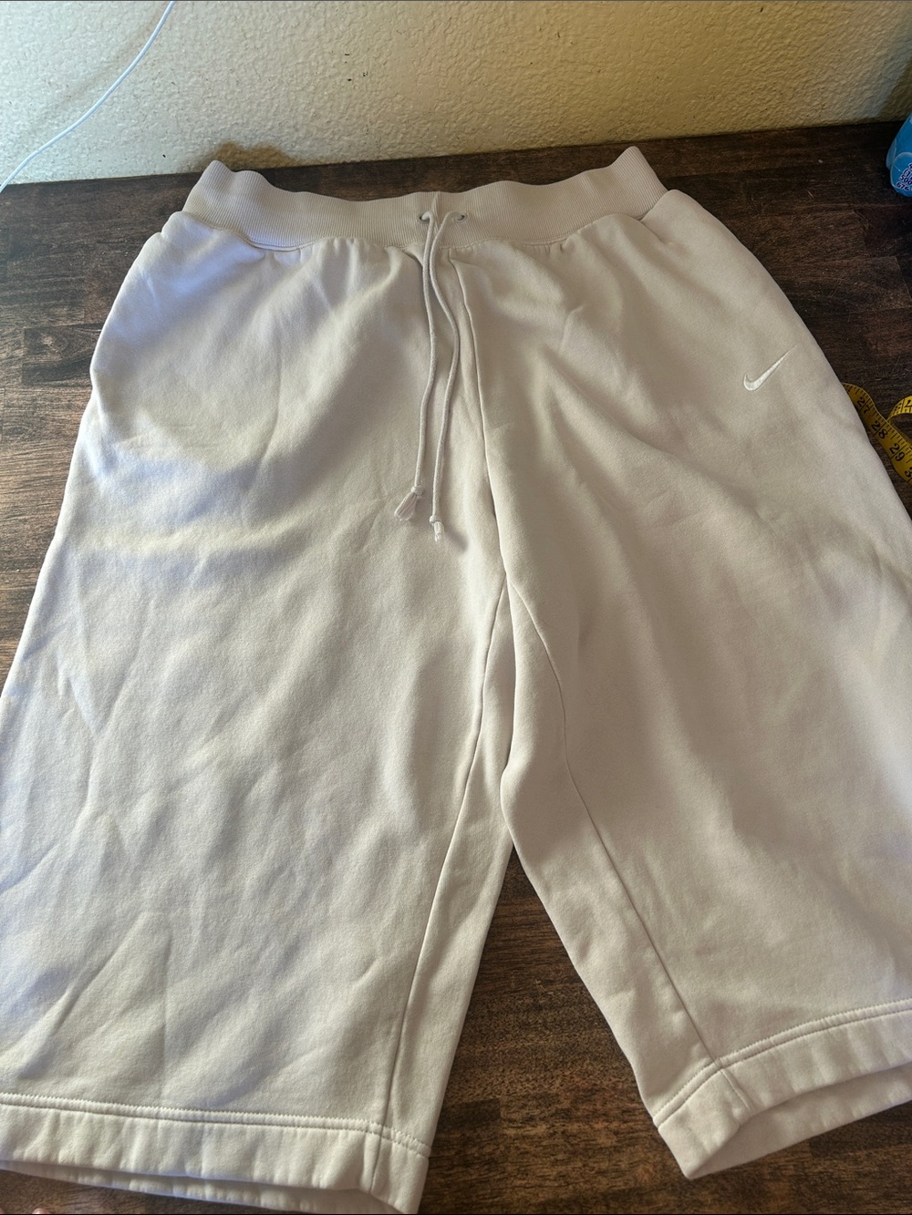 Nike Men's Cream Fleece Athletic Shorts with Drawstring
